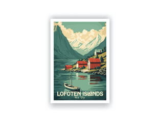Lofoten Islands, Na Uy. Vintage Travel Posters. Vector art. Famous Tourist Destinations Posters Art Prints Wall Art and Print Set Abstract Travel for Hikers Campers Living Room Decor