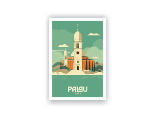 Palau, Italy. Vintage Travel Posters. Vector art. Famous Tourist Destinations Posters Art Prints Wall Art and Print Set Abstract Travel for Hikers Campers Living Room Decor