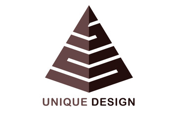 ss logo in unique pyramid of shapes  - obrazy, fototapety, plakaty