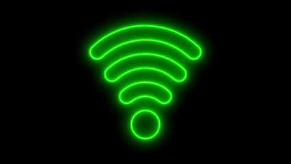 Wi Fi symbol, wireless networking digital hi tech innovation concept, free internet zone and hotspot on black background.