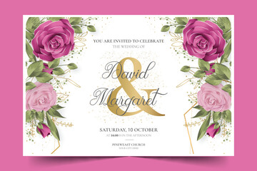 beautiful wedding card with cute flowers design vector illustration