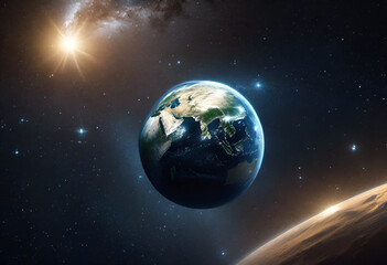 Obraz na płótnie Canvas planet earth from space view with shiny stars