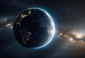 Afwasbaar behang Volle maan en bomen planet earth from space view with shiny stars