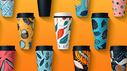 Insulated Tumblers Banner With Different Types Of Tumblers And Colors. Insulated Tumblers Background. Generative AI - obrazy, fototapety, plakaty