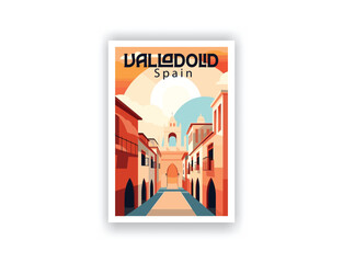 Valladolid, Spain. Vintage Travel Posters. Vector art. Famous Tourist Destinations Posters Art Prints Wall Art and Print Set Abstract Travel for Hikers Campers Living Room Decor