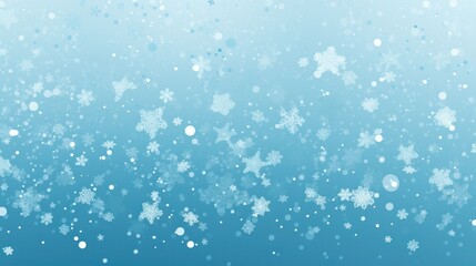 Random falling snow flakes wallpaper. Snowfall dust freeze granules. Snowfall sky white teal blue background. Many snowflakes february vector. Snow nature scenery 