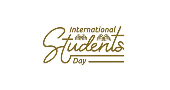 International Students Day text animation. Handwritten text animated with alpha channel. Great for Students Day celebrations, events, and festivals. Transparent background