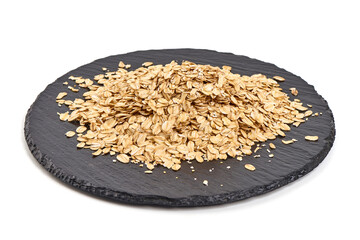 Oat flakes, isolated on white background.