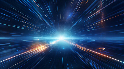Fototapeta na wymiar Hyperspace traveling through space, deep space, outer space, boom, explosion of light