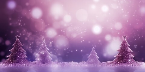 Fototapeta na wymiar Purple christmas background with bokeh lights and christmas tree, New Year or x - mas purple banner bokeh background with roomGenerative AI