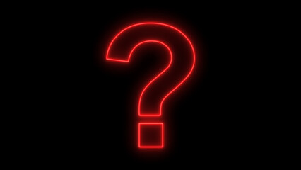 question neon glowing mark icon on black background.