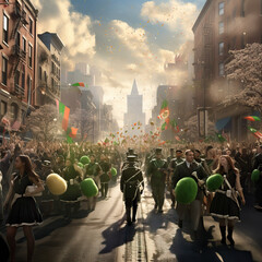 Parade celebrating LGBTQIA+ rights on St. Patrick's Day