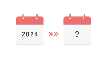 2024の文字と?マークの年間カレンダー - 予定･計画の延期・変更・未定のイメージ素材
