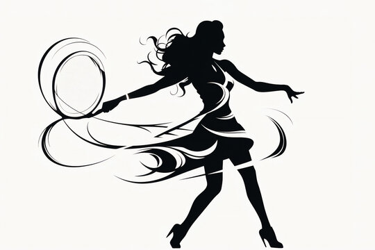 Silhouette of a modern contemporary female dancers showing her technique and skill at a dance competition event, Generative AI stock illustration image isolated on a white background