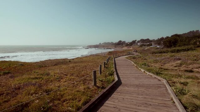Coastal Wooden pathway by the beach