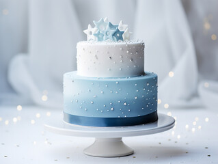 elegantly decorated birthday or wedding cake, minimalist design - obrazy, fototapety, plakaty