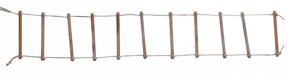 vintage rope ladder isolated on white background - obrazy, fototapety, plakaty