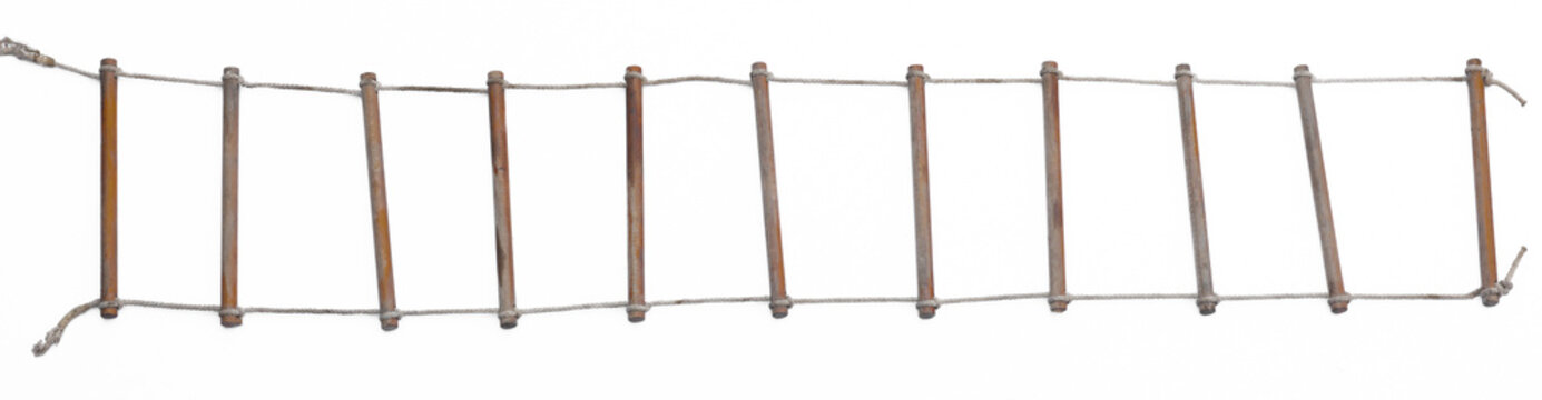 vintage rope ladder isolated on white background
