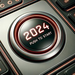 push to start button for 2024 beginning - obrazy, fototapety, plakaty