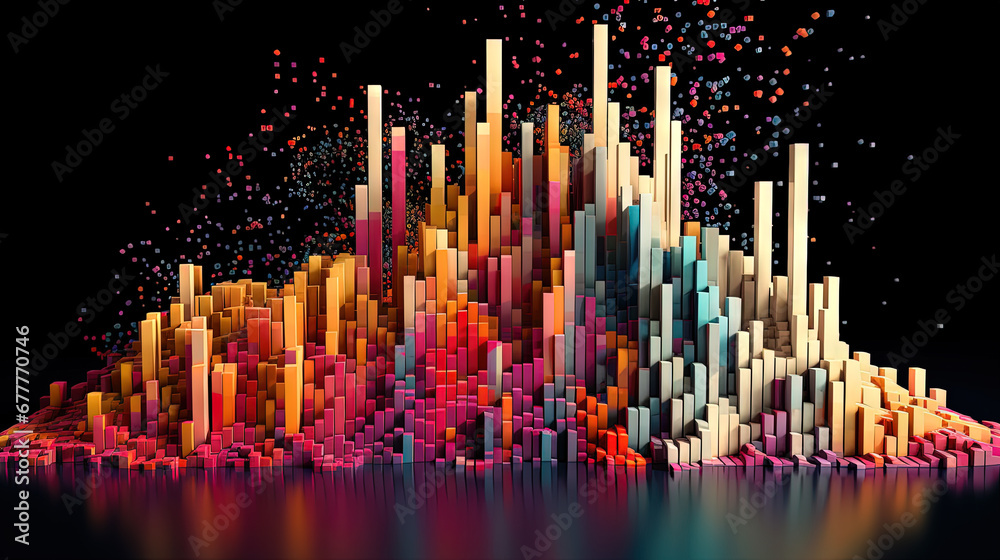 Aufkleber Business data graph concept with market data clusters and particles. Digital sorting and management concept for business and finance.