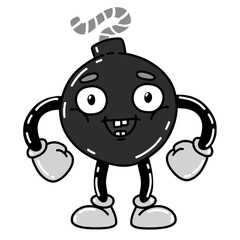 Cute cartoon mascot bomb character illustration isolated on white background.