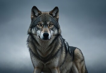 Majestic Grey Wolf Staring Intently