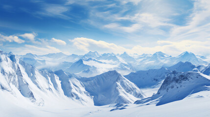 Fototapeta na wymiar Snow covered mountains, nature and winter, view of the mountains, ski resort, travel, nature