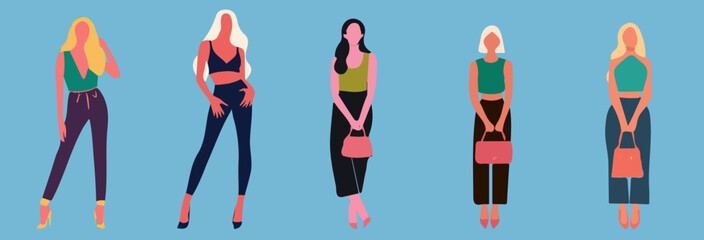 Vector Graphics Bundle | Minimalistic Illustrations of Faceless Fashion Women