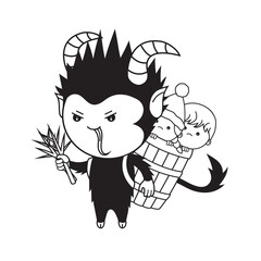 Cute cartoon illustration of Krampus