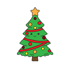 Cute cartoon illustration of a Christmas tree