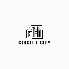 Vector pictorial logo design for electronics business named Circuit City - obrazy, fototapety, plakaty