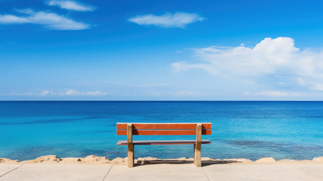 bench with sea view in the coast. vacation and relaxation - Powered by Adobe