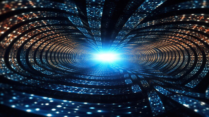 Journey to the Future: A Glowing Tunnel in Cyber Space