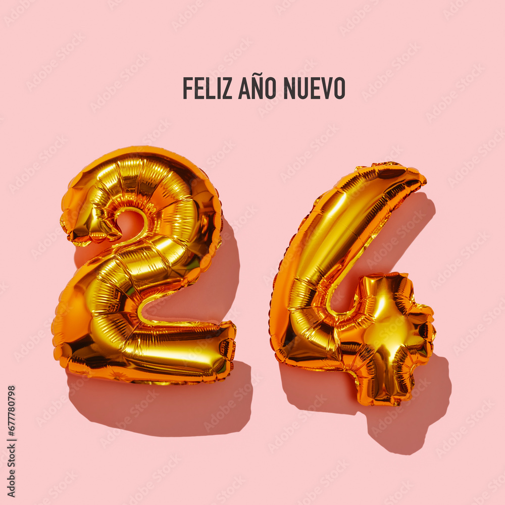 Wall mural text happy new year 24 in spanish