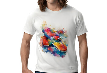 person with colorful t-shirt in transparent background