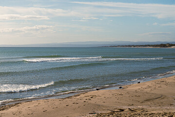 Catania beach landscape with blue sky in Italy 