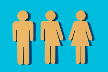 three yellow gender icons