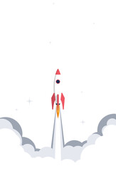 Illustration of a space rocket taking off. Start-up and business success concept.
