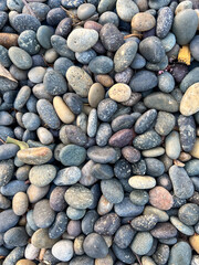 smooth stones and pebbles used around plantings in yard