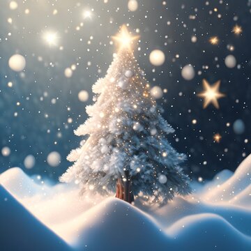 christmas tree with snowflakes and stars