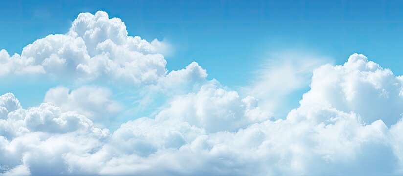 The abstract design with a pattern composed of white clouds against a blue sky creates a stunning background that captures the beauty of summer nature and the light of spring reminiscent of