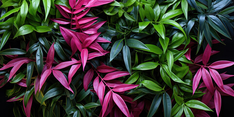 vegetative eco background of green and magenta leaves