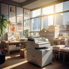 Printer in an office. - obrazy, fototapety, plakaty