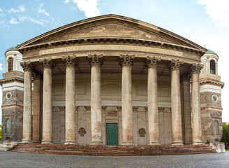 Naklejka premium Esztergom Basilica. View of columns at the entrance to the Basilica in Esztergom, Hungary