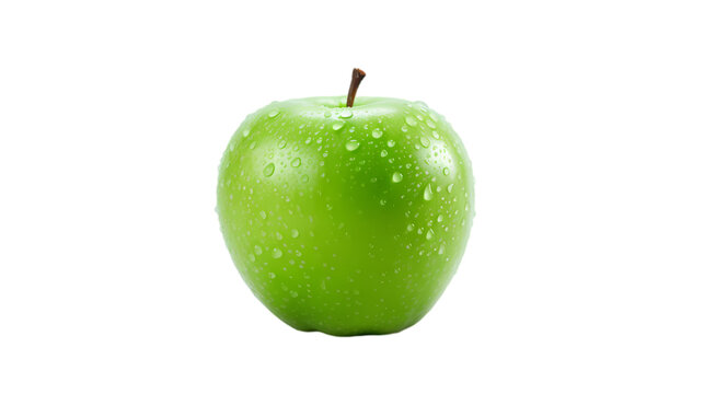 Green apple on transparent background, fruit on white background, fruit commercial photography