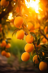 Tree filled with lots of ripe oranges on top of it.