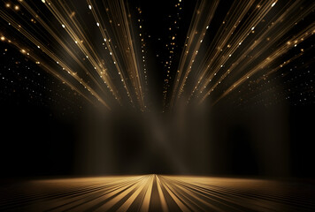 stage background with golden beams shining  
