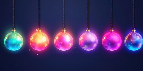 Abstract gradient background with glowing multicolored balls for Christmas tree
