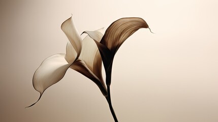  a close up of a flower on a white and brown background with a blurry image of a flower in the background.