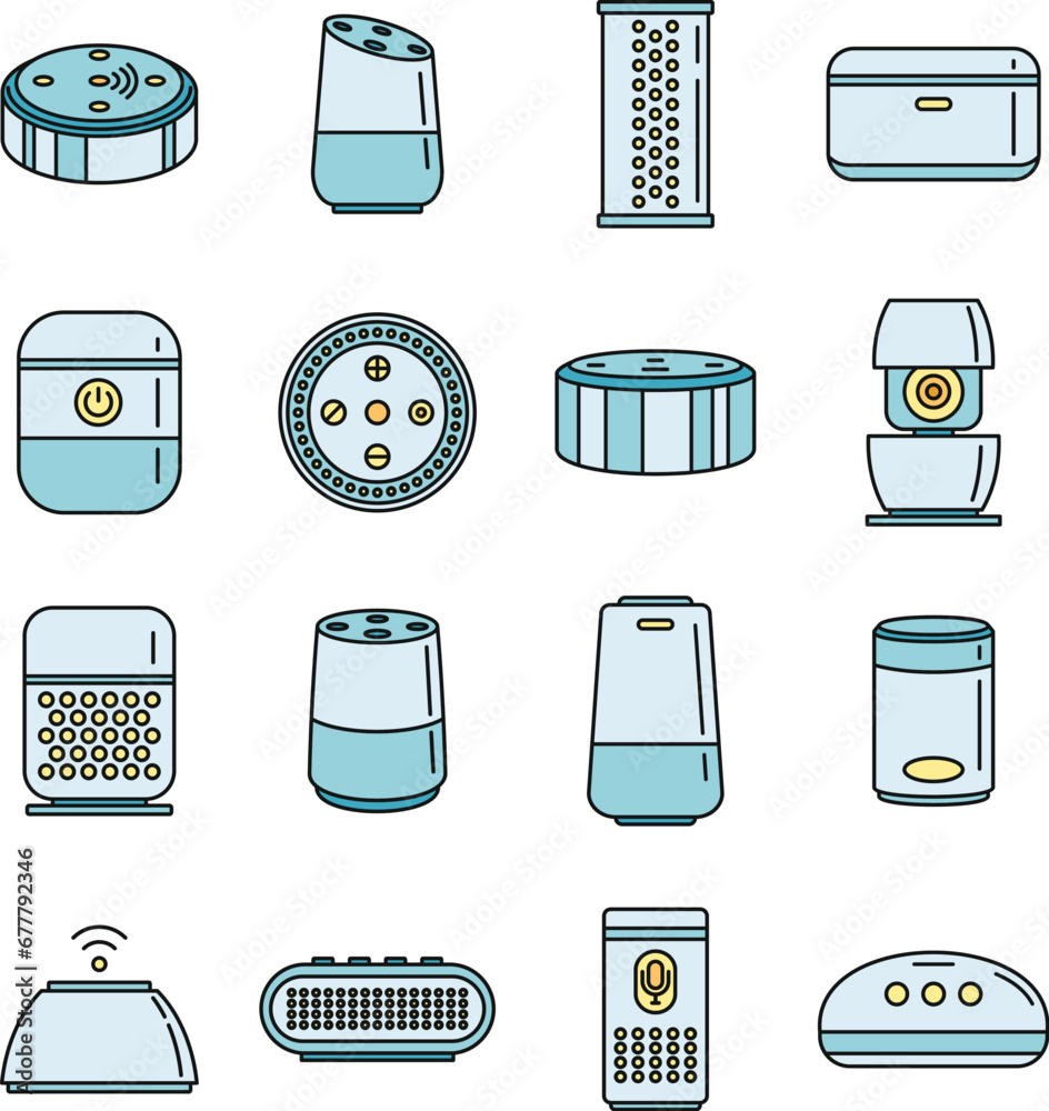 Canvas Prints Home smart speaker icons set. Outline set of home smart speaker vector icons thin line color flat on white